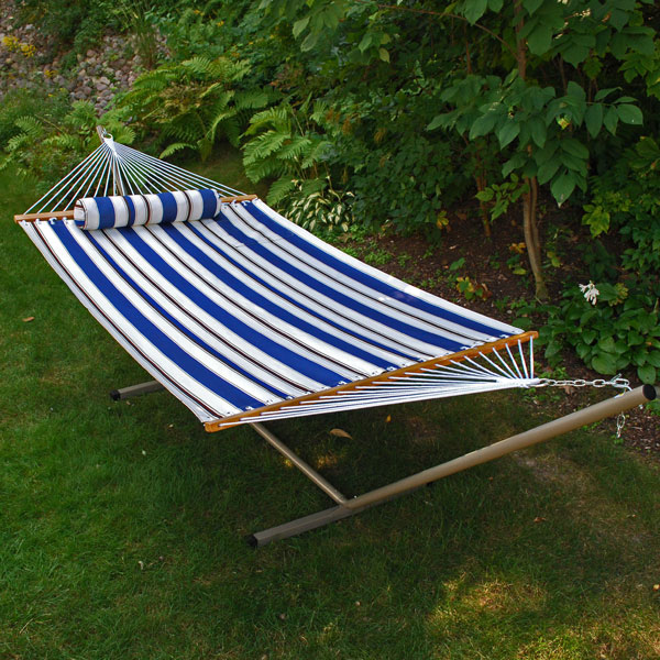 11' Fabric Hammock, Pillow, and Stand Combination on Grass
