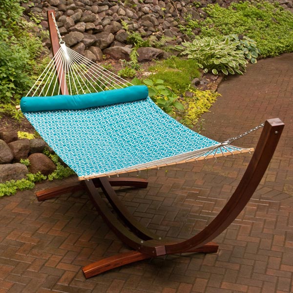 13 foot Quilted Hammock with Matching Pillow on Patio