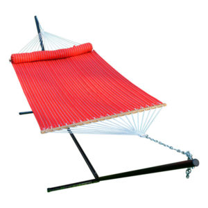 Red Striped 13 foot Quilted Hammock with Matching Pillow