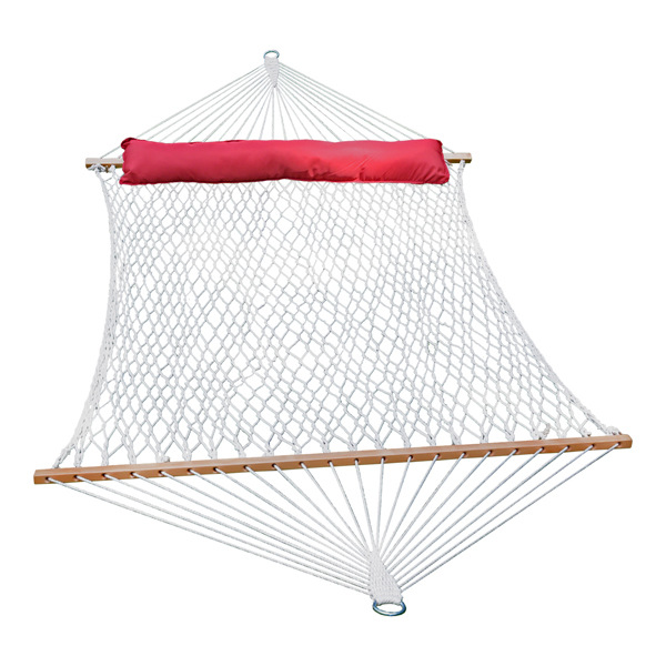 13' Cotton Rope Hammock and Red Pillow
