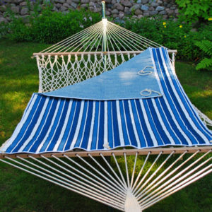 Blue Striped Quilted Reversible Hammock Pad