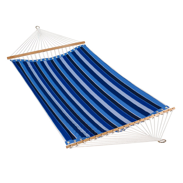 Blue Striped 11' Reversible Sunbrella Quilted Hammock