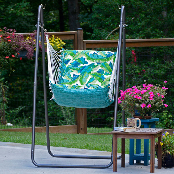 Soft Comfort Swing Chair With Stand On Patio