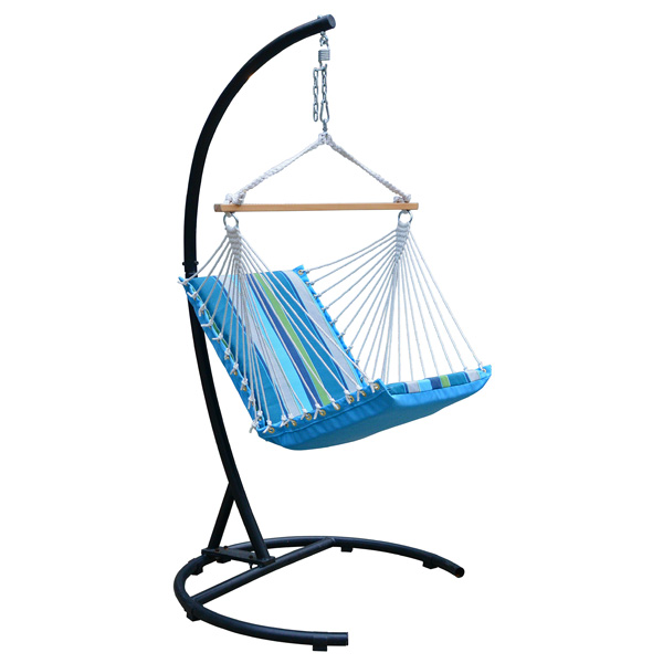 Sunbrella Soft Comfort Cushion Hanging Chair on Stand