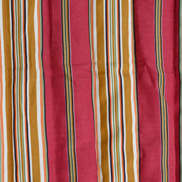 red, tan, orange and white striped fabric