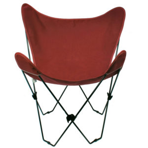 Burgundy Butterfly Chair and Cover Combination with Black Frame