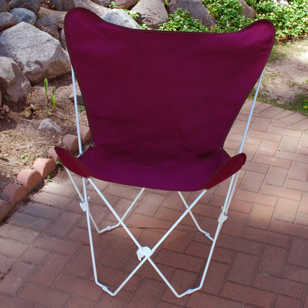 Burgundy Butterfly Chair and Cover Combination with White Frame