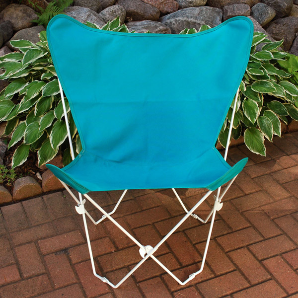 Light Blue Butterfly Chair and Cover Combination with White Frame