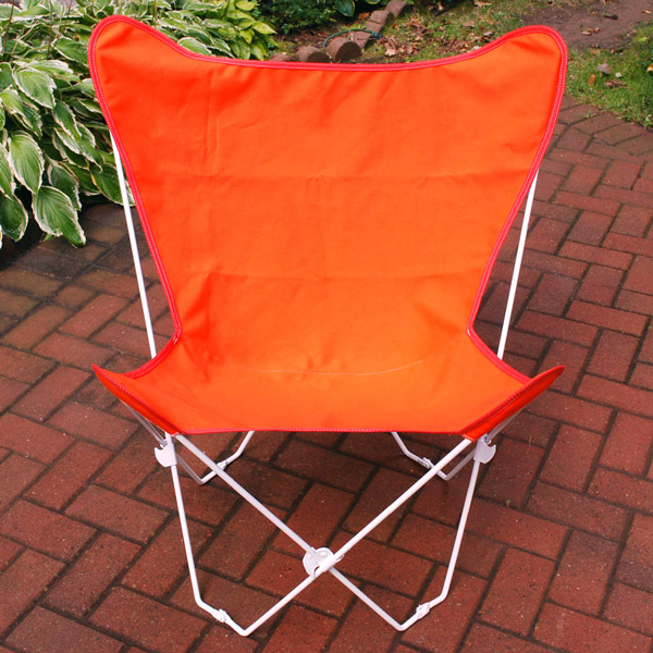 Orange Butterfly Chair and Cover Combination with White Frame