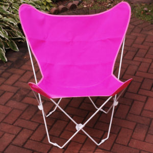 Pink Butterfly Chair and Cover Combination with White Frame