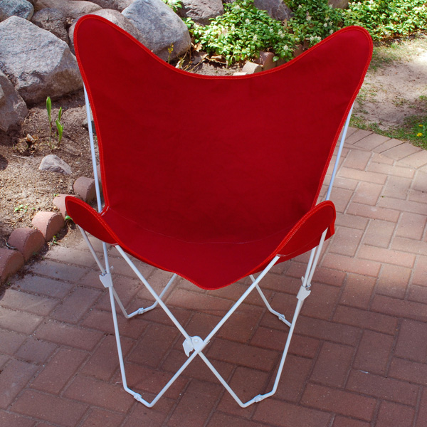 Red Butterfly Chair and Cover Combination with White Frame