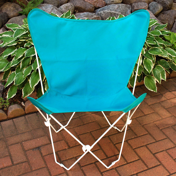 Teal Butterfly Chair on Patio