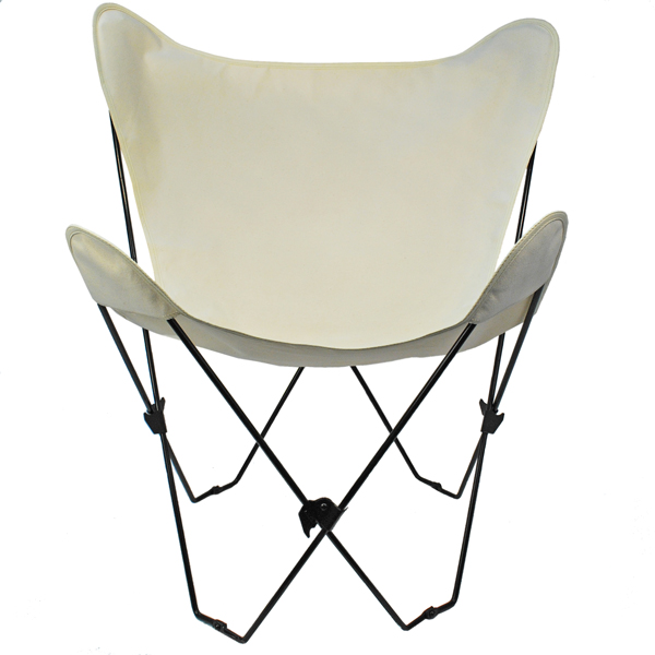White Butterfly Chair and Cover Combination with Black Frame